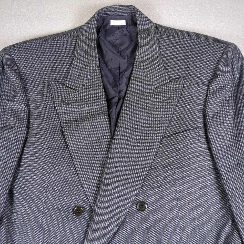 Brioni Double Breasted Blazer Mens 42 Charcoal Gray Striped Birdseye Sport Coat